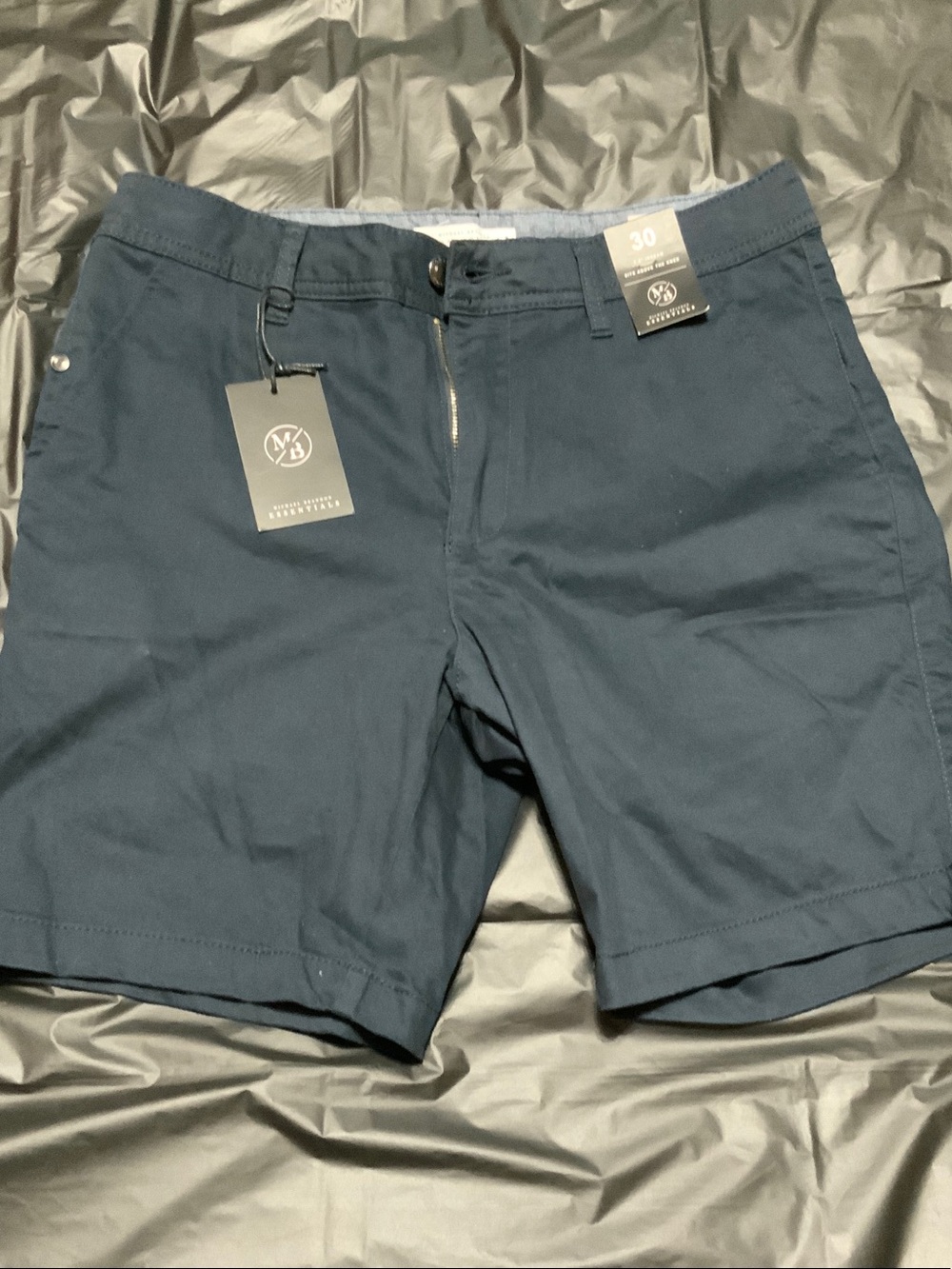 Michael Brandon Navy Flat-Front Men's Shorts